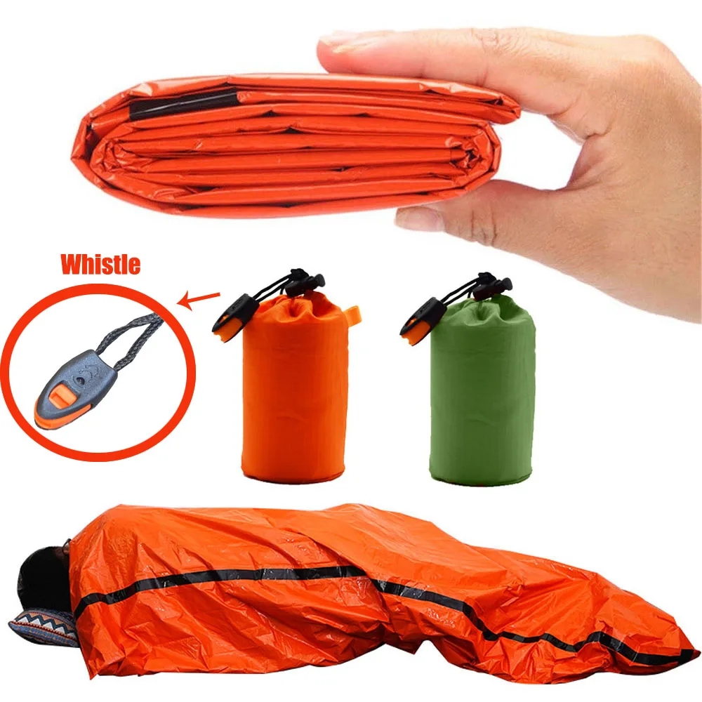 Bivy Bag Emergency - ポータブル防水緊急サバイバル寝袋ハイキングキャンプギアサーマルビビーサック応急処置レスキューキットマイラーブランケット