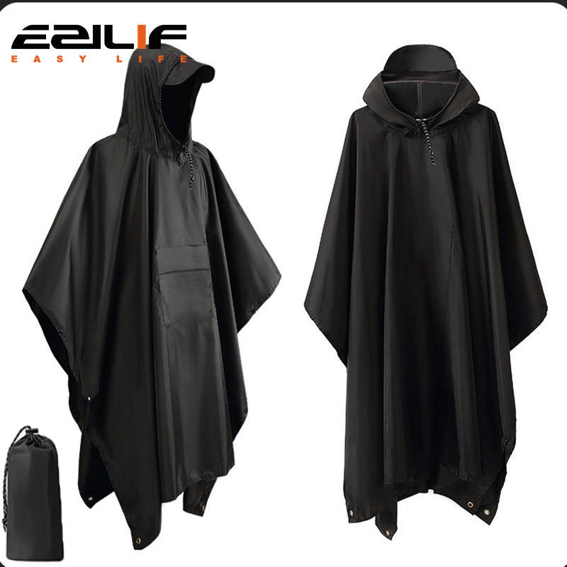 Emergency Poncho Rain - 3 in 1 屋外軍事レインコートフード付きスリーブ防水レインポンチョオートバイレインカバーキャンプハイキング旅行レインウェアテント