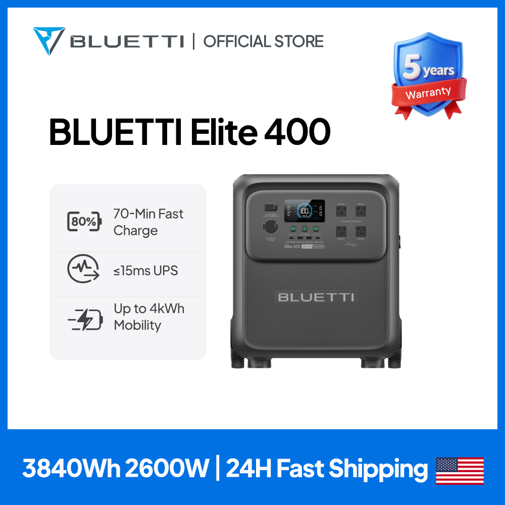 Solar Emergency Charger - BLUETTI Elite 400 2600W 3840Wh 超大容量ソーラー発電ステーション