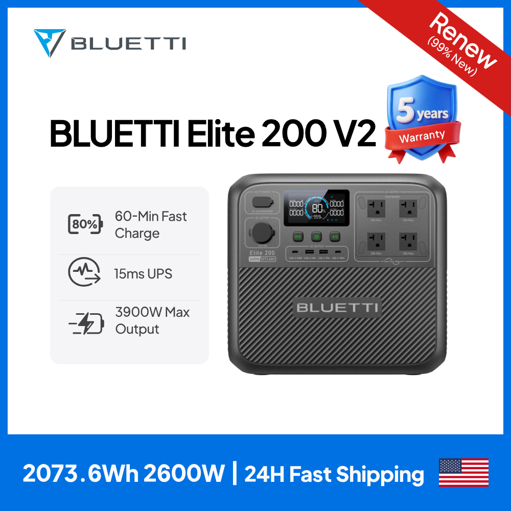 Solar Emergency Charger - 【リニューアル】BLUETTI Elite 200 V2 ポータブル電源 2600W