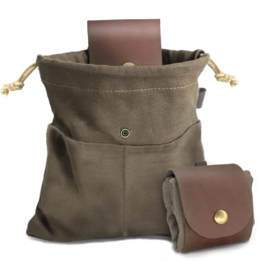 Water Bag Collapsible - 採集ポーチ レザーキャンバス折りたたみバッグ 防水アウトドアキャンプ収納折りたたみバッグ マッシュルームバッグ ブッシュクラフトベルト