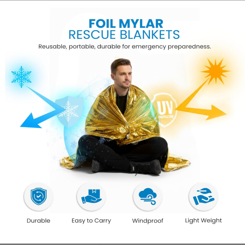 10 パック ゴールド反射緊急用マイラー保温ブランケット 6 - Survival Blanket Reflective のレビューと価格