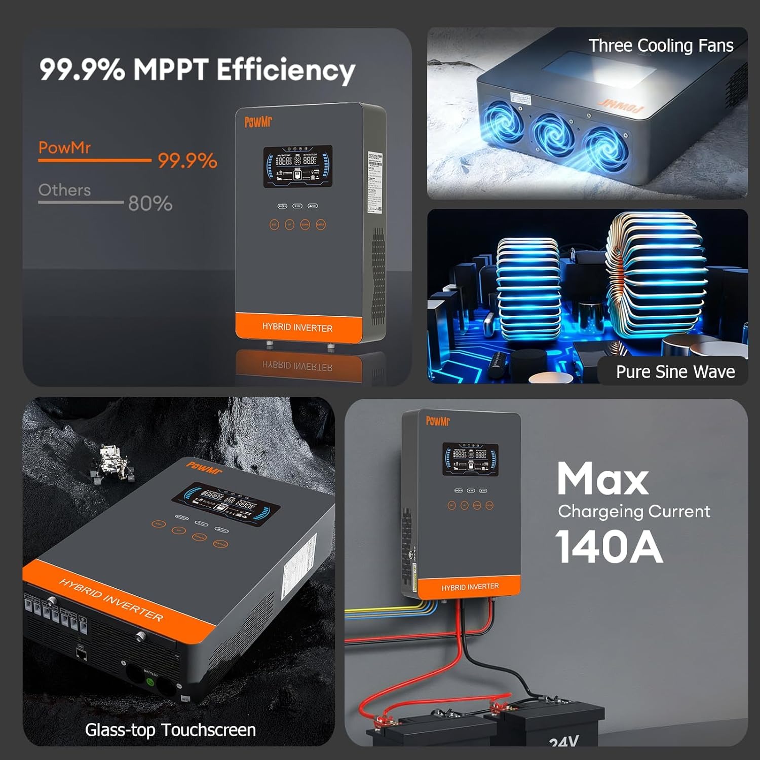 PowMr USA 4000W 24V ハイブリッドソーラー - Solar Emergency Charger のレビューと価格