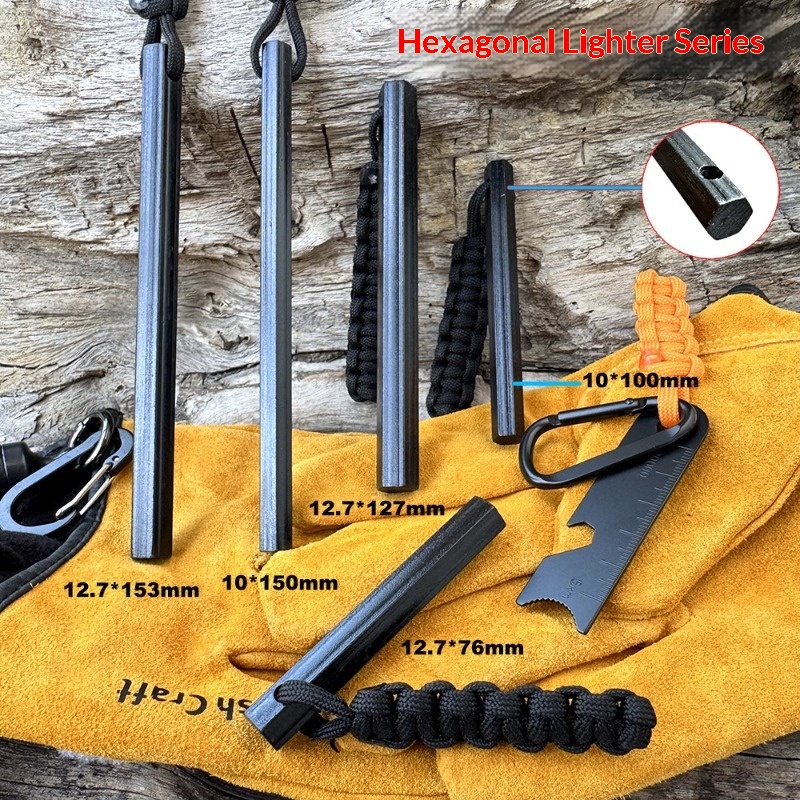 手織りロープ六角形フリントマグネシウムスティックアウトドアサ - Fire Starting Kit のレビューと価格