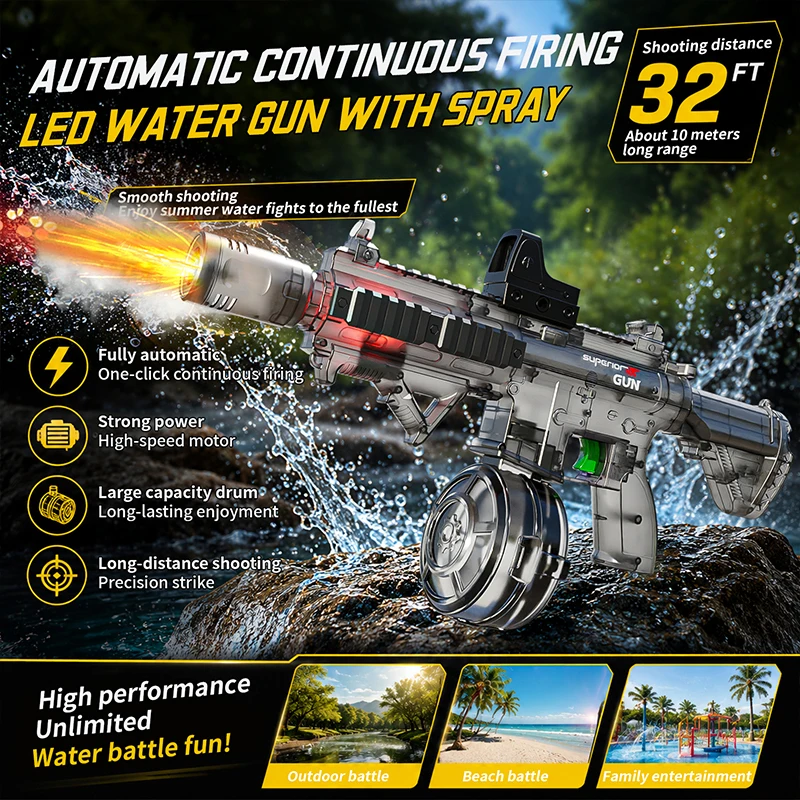 子供用自動水鉄砲、煙模擬発射機能付き電動水鉄砲、LEDライト - Sos Light Strobe のレビューと価格