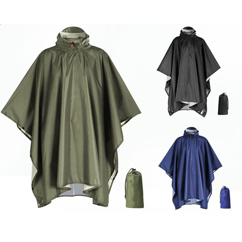 大人用の頑丈なレインポンチョ、バックパッキング用の防水軽量レ - Emergency Poncho Rain のレビューと価格